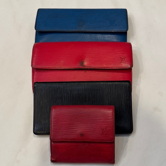 Authentic Bundle of 4 Louis Vuitton Blue, Red Black Epi Wallet Collection - Picture 1 of 13